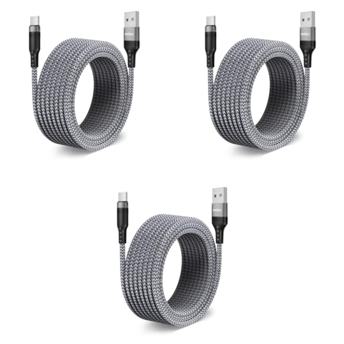Verilux® 16.4FT USB to Type C Cable 15W 3A Fast Charging Nylon Braided Data Transmission Compatible with Phone Tablet Ps5 More Devices Silver 3 PCS Verilux® 16.4FT USB to Type C Cable 15W 3A Fast Charging Nylon Braided Data Transmission Compatible with Phone Tablet Ps5 More Devices Silver 3 PCS